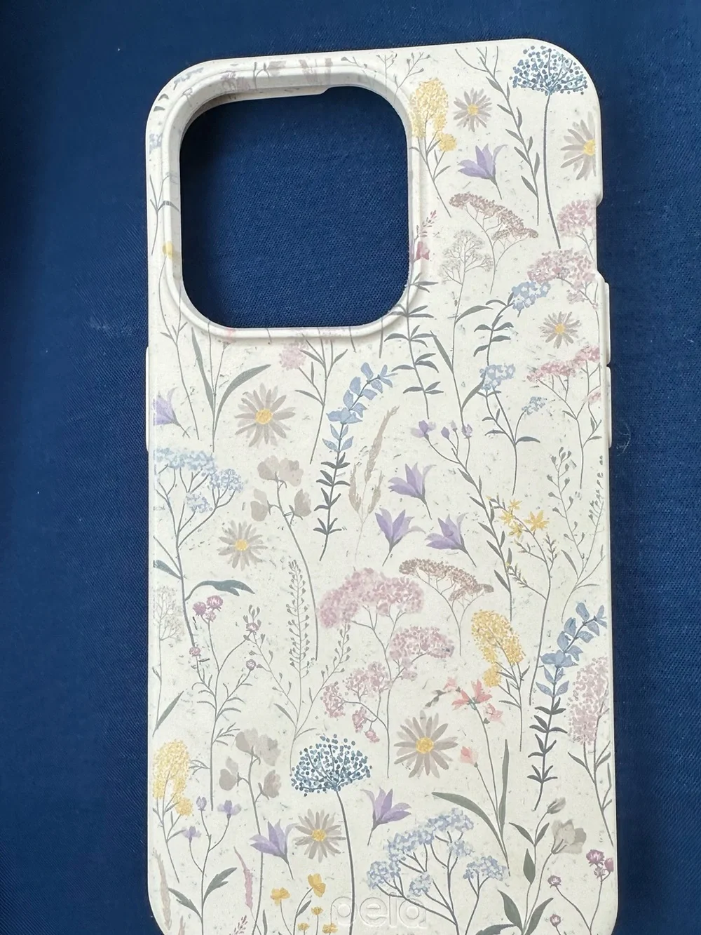 Pela White Floral Phone Case with Pastel Wildflowers & blue mountain scape case
